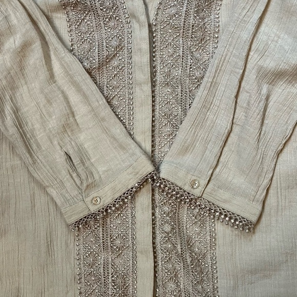 $5 ADD ON with $15+ Bundle Krazy Kat Boho Crochet Trim Tunic Blouse Sz M EUC - Picture 5 of 13